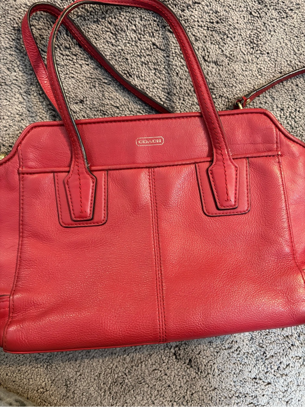 Coach Red Leather Tote with Double Handles